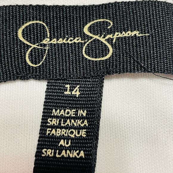 Jessica Simpson White Black Stripes Pink Floral Short Sleeve Shift Dress Plus 14 - Picture 9 of 14